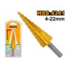 Stepenasta burgija 4–22mm Ingco AKSDS42203 od HSS čelika sa titanijumskim premazom nudi precizno, glatko i sigurno bušenje metala.