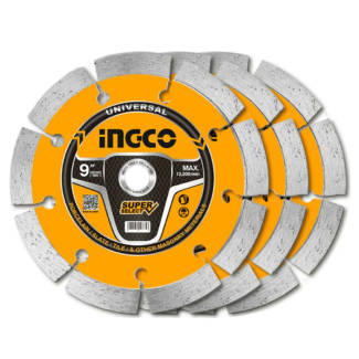 Ingco DMD0123023 dijamantski disk za suvo sečenje 230x22.2mm, širine 7mm, set od 3 komada, pruža brzo, precizno i dugotrajno sečenje tvrdih materijala.