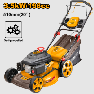 Samohodna benzinska kosačica INGCO GLM196202 nudi 3.5 kW snage, široko košenje 51 cm, tri funkcije i čeličnu konstrukciju – idealna za veće travnjake i pouzdanu svakodnevnu upotrebu.