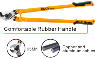 Ingco HCCB0124 sekač kablova 24" od 65Mn čelika, idealan za bakarne i aluminijumske kablove do 240mm², pruža snažno i precizno sečenje za profesionalce.