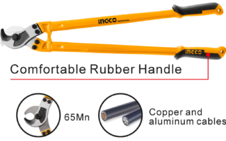 Ingco HCCB0136 sekač kablova 36" od 65Mn čelika, idealan za sečenje bakarnih i aluminijumskih kablova, pruža snažan zahvat i precizno profesionalno sečenje.