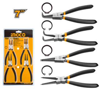 Ingco set zeger klešta HCCPS01180 uključuje četiri modela od ugljeničnog čelika veličine 180mm, idealna za precizan rad sa osiguračima u servisnim zadacima.