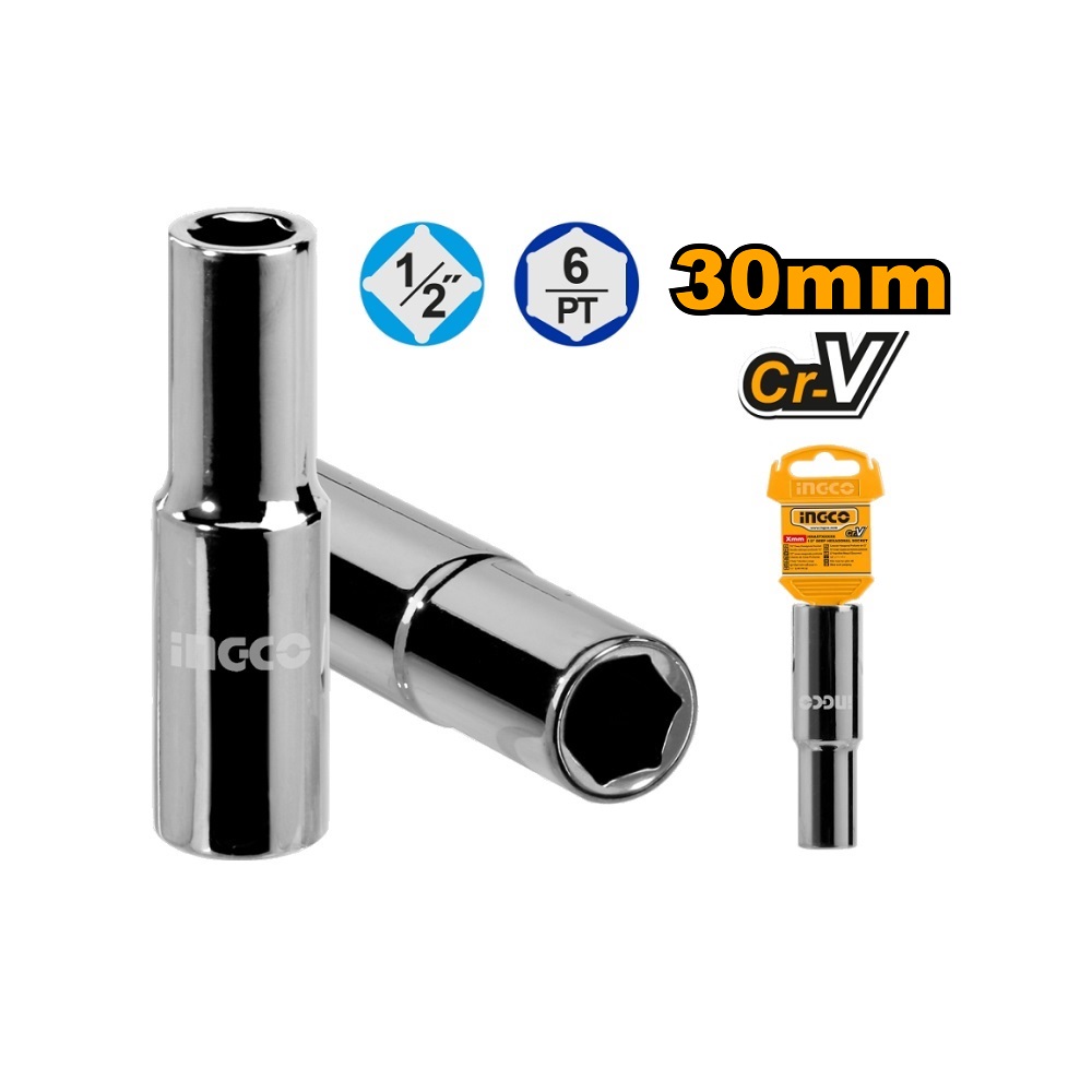 Produžena gedora 1/2" 30mm Ingco HHAST12303L nudi odličnu izdržljivost, snažan obrtni moment i duboki dizajn za teško dostupne zavrtnjeve. Idealna za profesionalne mehaničare i majstore.