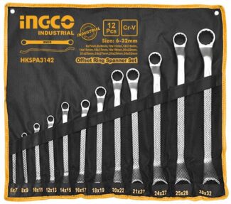 Set okasto okastih ključeva INGCO HKSPA3142, 12 delova 6–32 mm, izdržljiv komplet u platnenoj torbici. Idealan za profesionalne i kućne majstore.