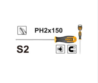 HS68PH2150 odvijač Phillips PH2x150mm INGCO izrađen od S2 čelika sa kružnim telom. Precizan, pouzdan i dugotrajan odvijač idealan za profesionalnu i kućnu upotrebu.