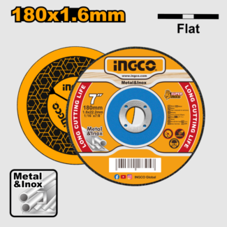Rezna ploča za metal 180mm x 1.6 Ingco MCD161801 pruža precizno i brzo sečenje metala i inoxa uz visok kvalitet i dug vek trajanja. Idealna za profesionalce i majstore.