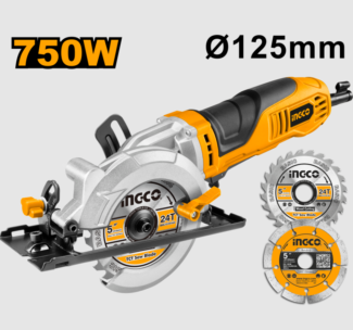 Električna mini cirkularna testera INGCO MFS1251 750W sa 4700 o/min, sečenjem do 47 mm i TCT i dijamantskim diskom idealna je za precizno sečenje raznih materijala.