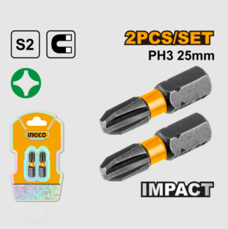Ingco SDBIM71PH325 udarni bit PH3 25mm od S2 čelika sa magnetizovanom crnom površinom pruža izdržljivost i preciznost u profesionalnim primenama.