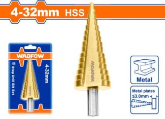 WADFOW WJD1403 stepenasta burgija 4–32 mm sa korakom 2 mm i titanijumskom završnom obradom za precizno bušenje metala i plastike.