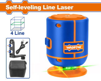 WADFOW WLE1M04 samonivelišući linijski laser sa zelenim zracima, 360° horizontalna linija, preciznost i ugrađena baterija za profesionalne radove.