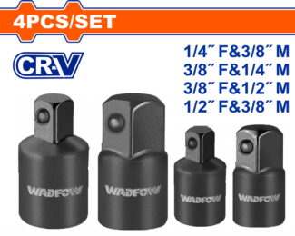 WADFOW WMS6404 set adaptera za gedore od 4 dela, izrađen od Cr-V čelika, namenjen za prilagođavanje pogona 1/4", 3/8" i 1/2".