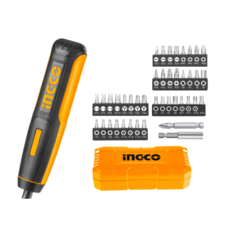 INGCO CSDLI0403 aku mini odvijač 4V sa 240 rpm, 4 Nm obrtnog momenta i LED svetlom. U kompletu 40 CR-V bitova i magnetni držači, idealno za kućne popravke.