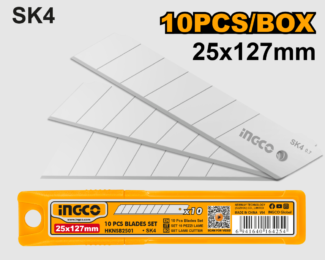 Ingco HKNSB2501 set od 10 nožića za skalpel od SK4 čelika, dimenzija 25×127 mm, pakovanih u plastičnu kutiju. Precizni, izdržljivi i idealni za radionicu i hobi radove.