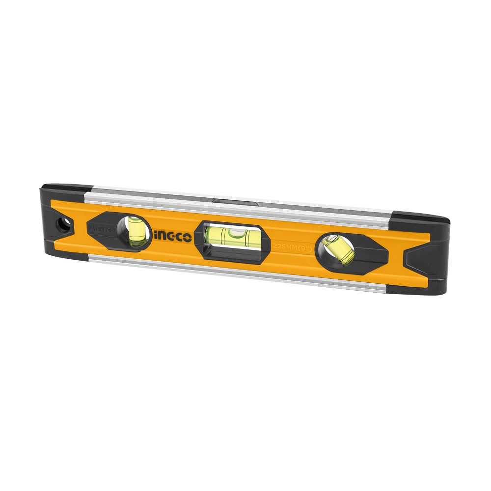 Ingco mini libela HMSL01030 dužine 225 mm sa magnetom i 3 fiole. Precizna, izdržljiva i idealna za profesionalnu i kućnu upotrebu.