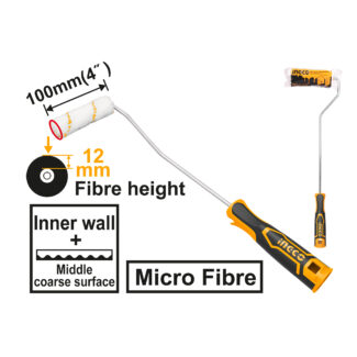 INGCO HRHT061001D mini valjak za krečenje 4″ (100 mm), vlakna 12 mm – precizan alat za farbanje unutrašnjih zidova i uskih prostora.