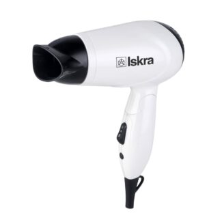 ISKRA fen za kosu 1200W u beloj boji sa dve brzine rada. Kompaktan i lagan fen za svakodnevnu i putnu upotrebu.