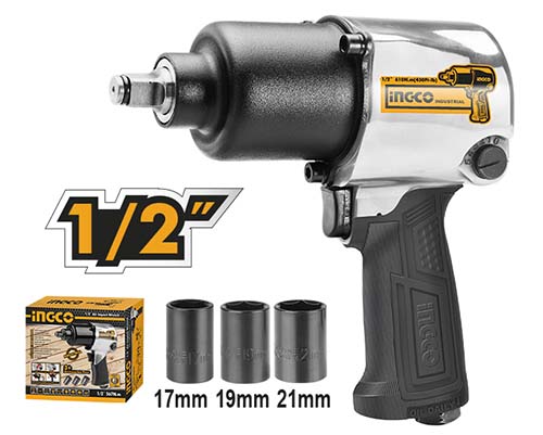Pneumatski udarni odvijač INGCO AIW12562 nudi 610 Nm obrtnog momenta, 7000 rpm, dvostruki čekić mehanizam i set konektora, što ga čini idealnim alatom za profesionalne servise i mehaničke radionice.