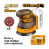 INGCO CROSLI2002 aku rotaciona brusilica 20 V, 8 000-13 000 o/min, 125 mm — mobilna i efikasna za brušenje drvenih i metalnih površina.