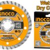 Turbo dijamantski rezni disk INGCO DMD031801 180mm za suvo i mokro sečenje pruža dug vek, stabilan rad i precizan rez zahvaljujući snažnom dijamantskom segmentu.