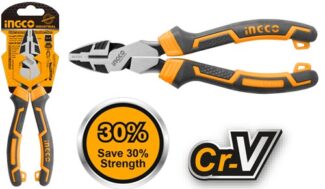 Ojačana kombinovana klešta INGCO HHCP28240 240mm od Cr-V čelika nude veću snagu, crni finiš, poliranu površinu i TPR dršku uz 30% manje potrebne sile.