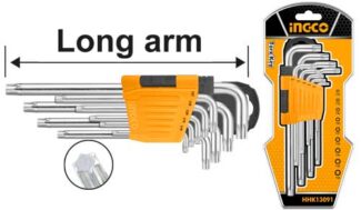 Ingco HHK13091 Torx ključ set T10-T50 od Cr-V čelika, dugački, termički obrađen i hromiran, pruža profesionalnu izdržljivost i preciznost u svim radovima.
