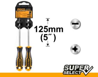 INGCO HKSD0248 set odvijača SL + PH duži sa CR-V sečivima 125 mm pruža precizno zavrtanje i lak pristup teško dostupnim mestima za profesionalnu i kućnu upotrebu.