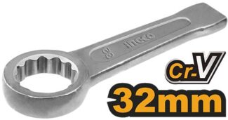 Ingco HRSW032 okasti ojačani ključ 32mm od Cr-V čelika, termički tretiran po DIN7444 standardu, pruža snagu, preciznost i trajnost za profesionalnu upotrebu.