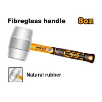 INGCO HRUH8908 gumeni čekić 220 g – bela guma, fiberglas ručka, za precizne završne radove na osetljivim površinama.