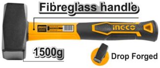 Čekić macola 1.5kg Ingco HSTH8803 — kaljena glava od 45# čelika i fiberglas drška za snažne i precizne udarce u građevinskim radovima.