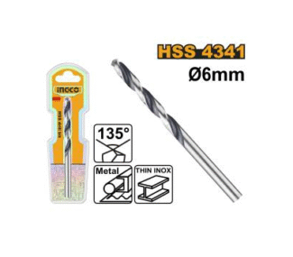 INGCO DBT1200604 HSS burgija za metal Ø 6 mm — čelična, izdržljiva i precizna burgija za bušenje metala profesionalnog i hobi kvaliteta.