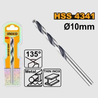 INGCO DBT1201004 HSS burgija za metal Ø 10 mm — čelična, izdržljiva i precizna burgija za profesionalno bušenje metala.