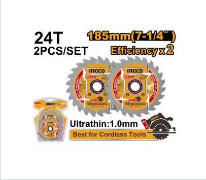 INGCO TSB1853 set listova testere za drvo 185 mm, 24 zuba (2 kom) — ultratanki listovi za precizno sečenje drveta.