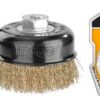 WB10755 četka žičana 75mm INGCO sa žicom 0.3 mm i navojem M14×2. Precizna i efikasna žičana četka za uklanjanje rđe, farbe i pripremu metalnih površina.
