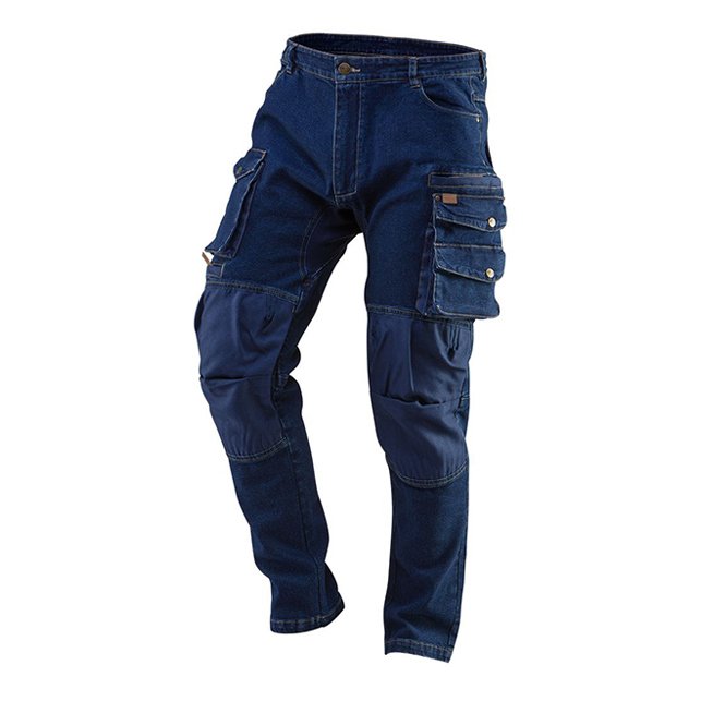 NEO TOOLS NEO DENIM radne teksas pantalone XL sa elastinom, ojačanim kolenima i džepovima. Moderne, udobne i CE sertifikovane.